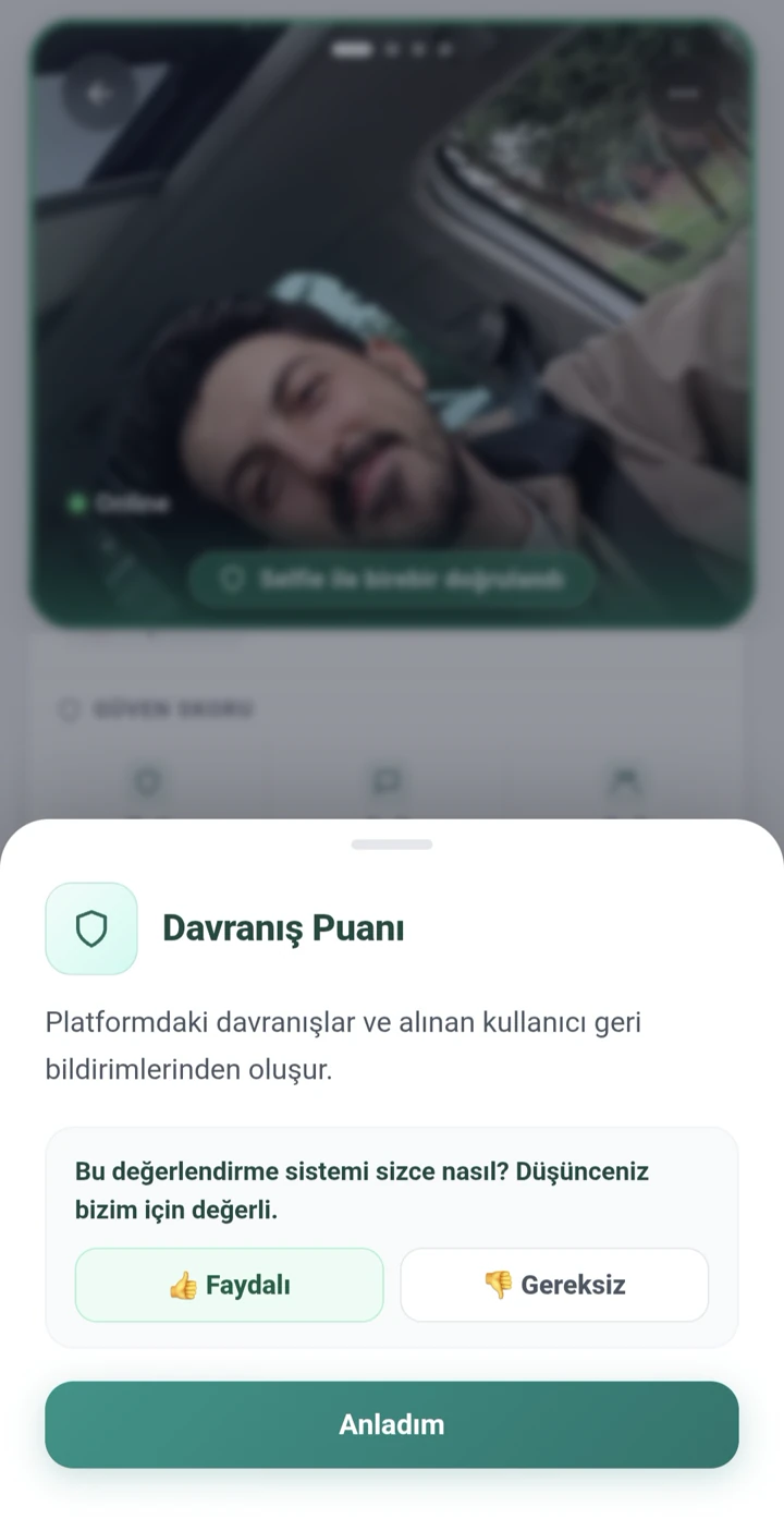 Bana Güven — Davranış puanı